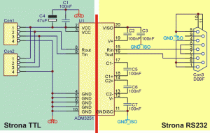Rys. 3. Schemat elektryczny zestawu testowego z układem ADM3251E