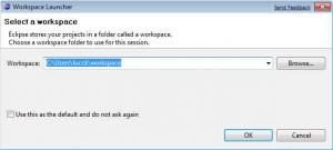 Rys. 4. Okno selekcji domyślnego katalogu dla projektów przygotowywanych w Eclipse