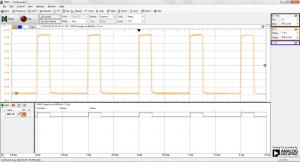 Rys. 2. Okno oscyloskopu z dołączonym oknem analizatora stanów logicznych