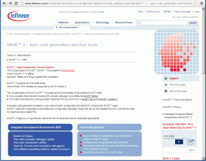 Rys. 1. Strona www pakietu DAvE 3 na portalu firmy Infineon