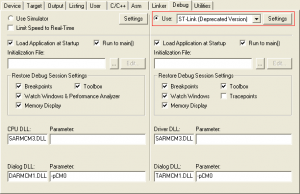 Rys. 2. Przykładowa konfiguracja w zakładce <EM>Debug</EM>